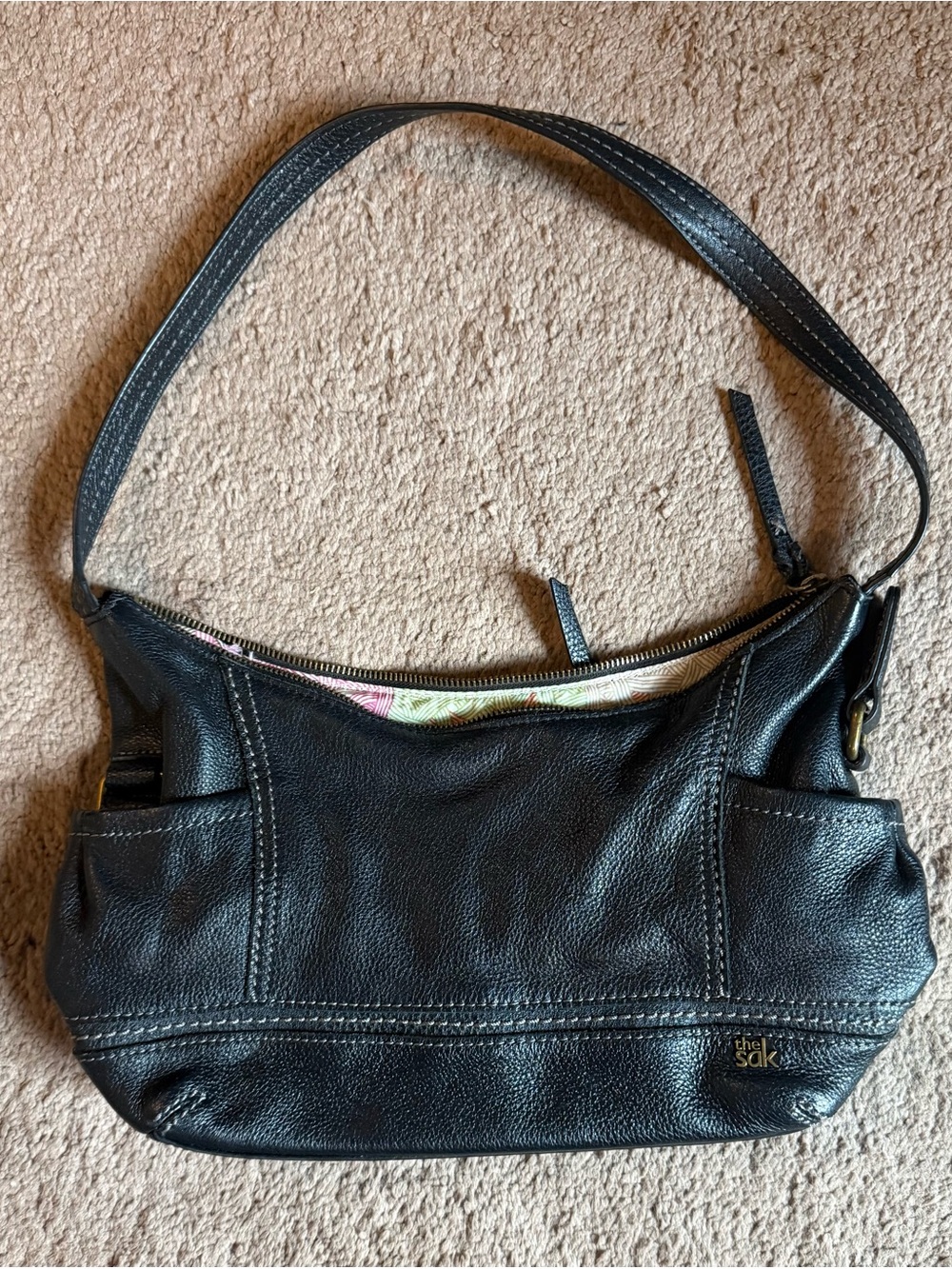 The Sak Black Pebbled Leather Shoulder Bag